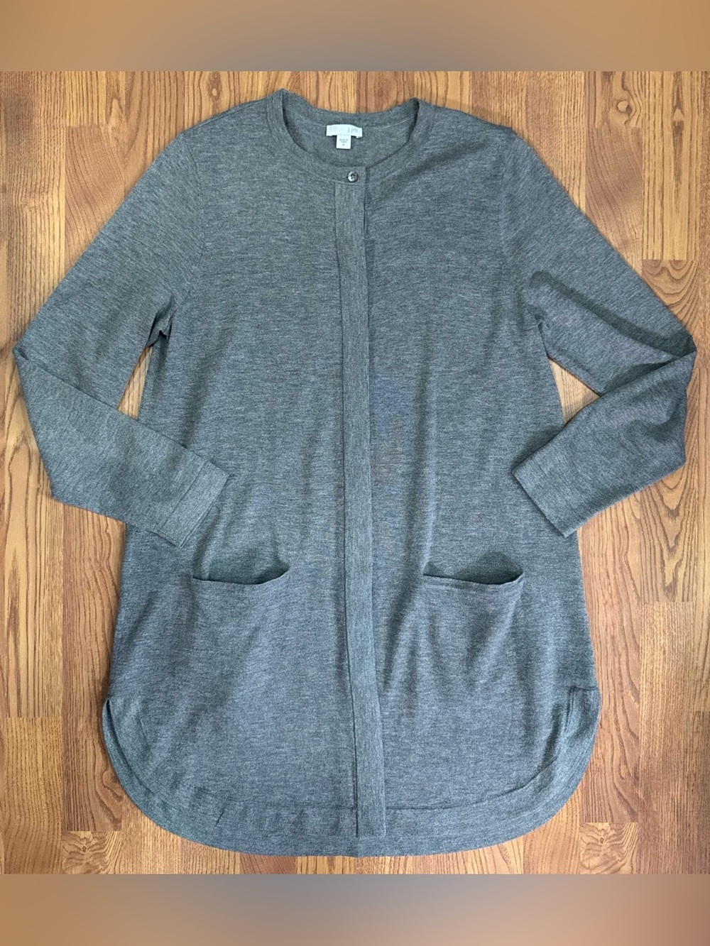 ❤️ J. Jill Size Small Women’s Gray Longline Knit Cardigan Sweater Dress (B16)